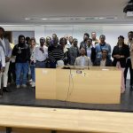 Photo de famille des membres de l'AJEGuiR et de l'AJPETR à l'occasion du Salon des Métiers et de l'Orientation à Lyon le 22 mars 2025