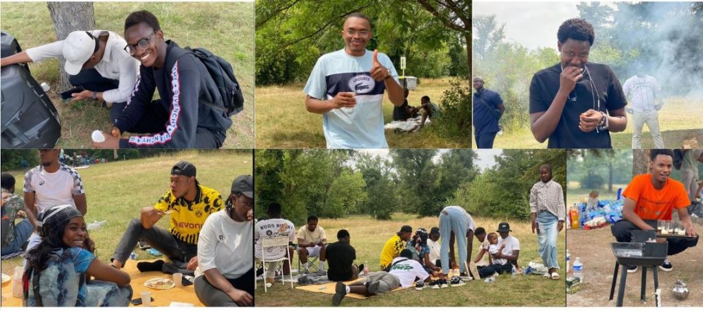 des personnes souriante à l'occasion du Barbecue annuel AJEGUIR 2025 au parc de Miribel-Jonage Rhône